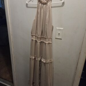 Express Cream Pleated Dress